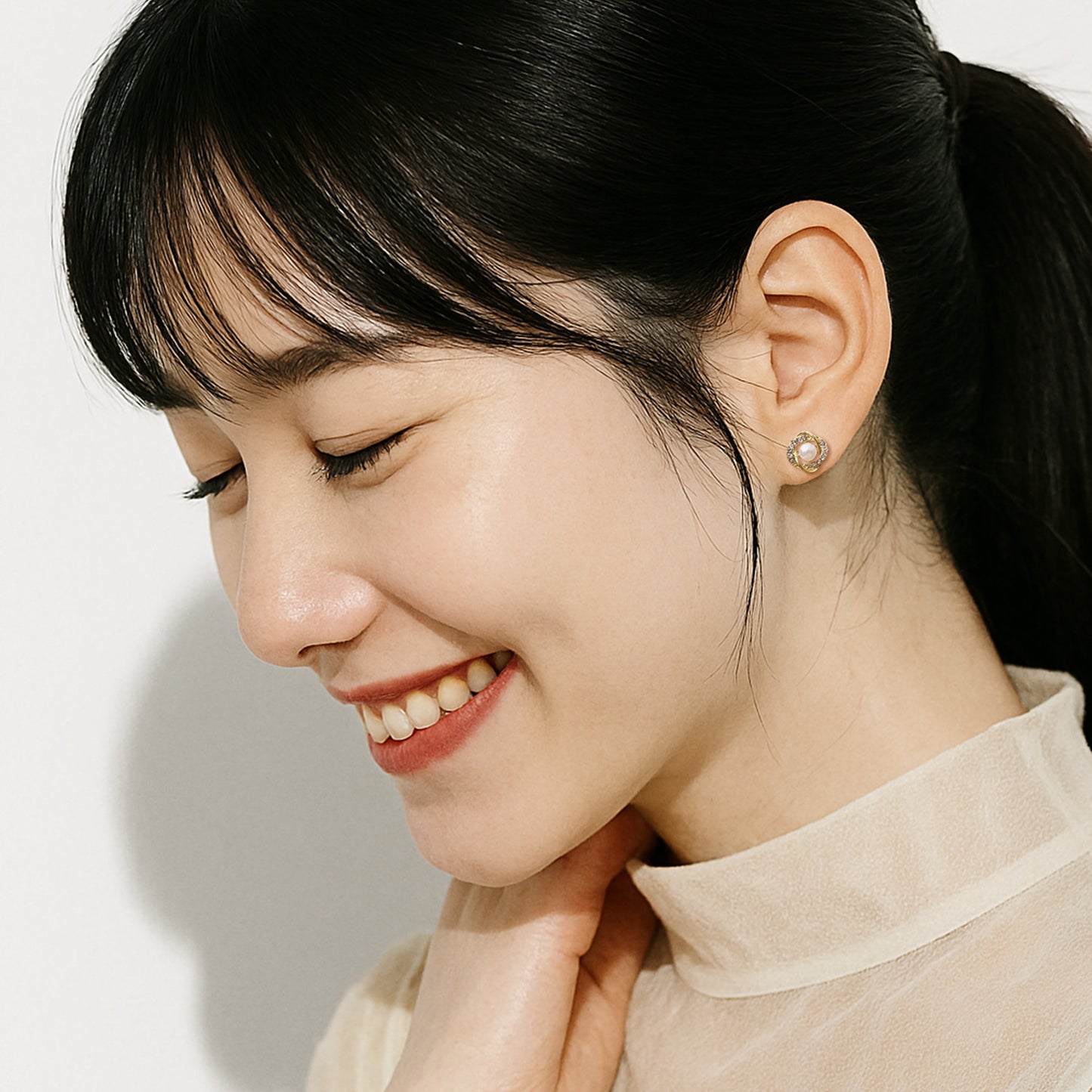 ジルコニア&パールピアス/peony