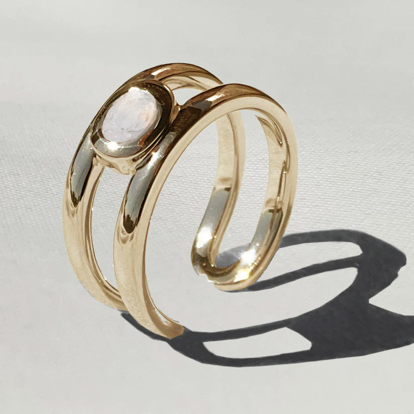[ムーンストーン] bind with oval ear-cuff gold #authentic