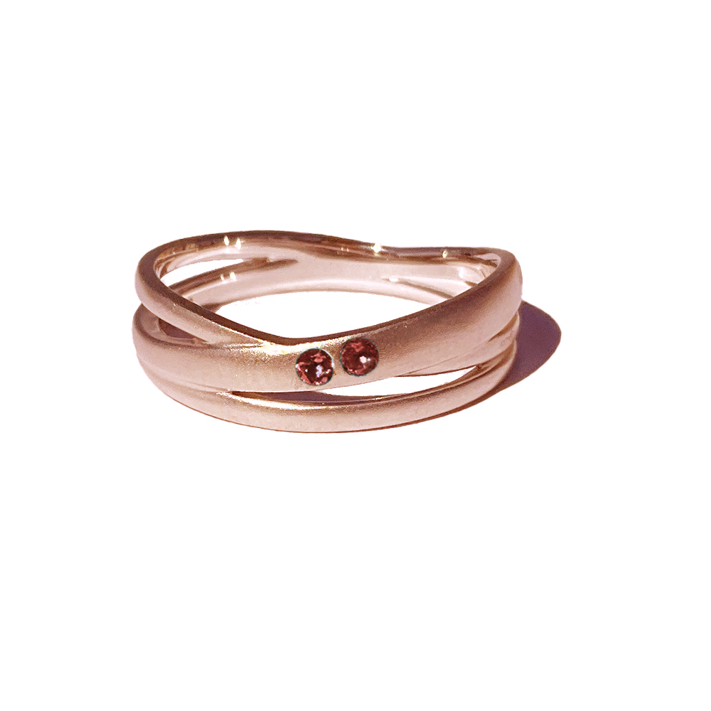 [Garnet] 2 stones combination gold #authentic