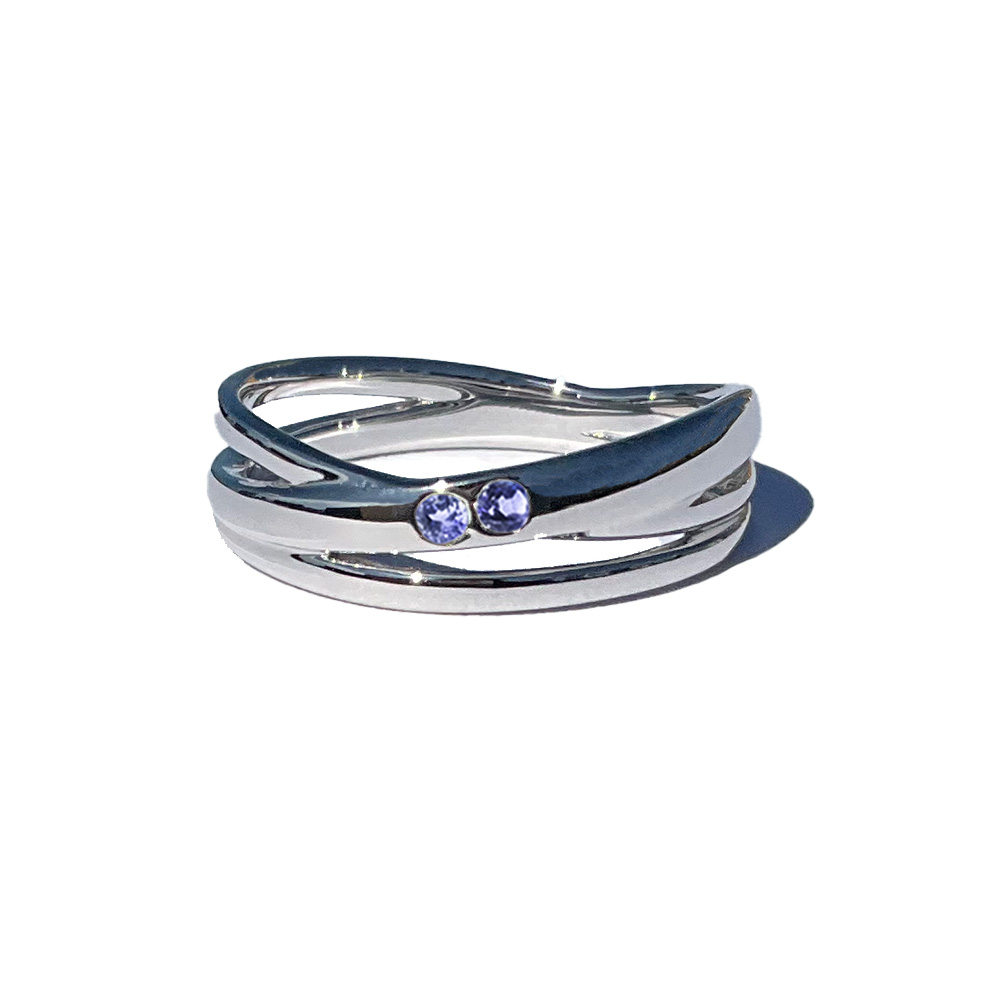 [Sapphire] 2 stones combination silver #authentic