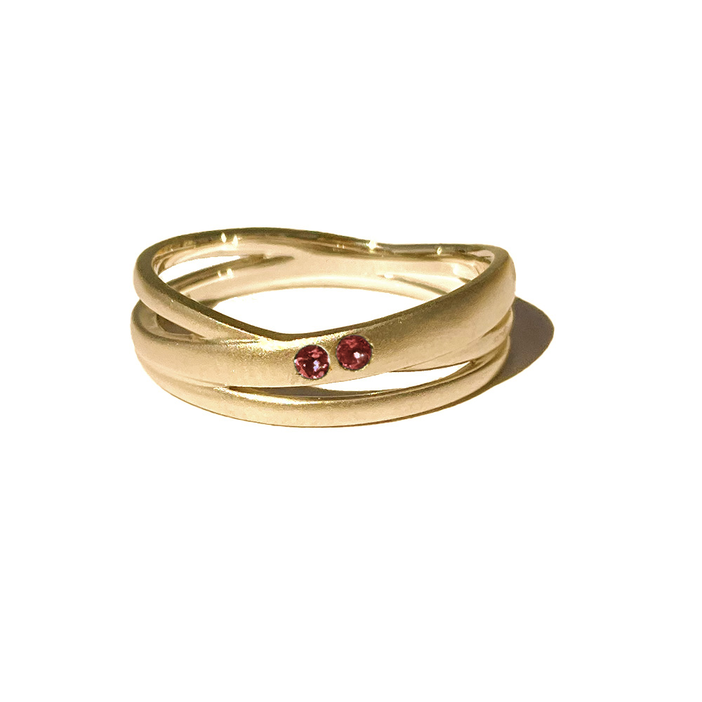 [Garnet] 2 stones combination gold #authentic