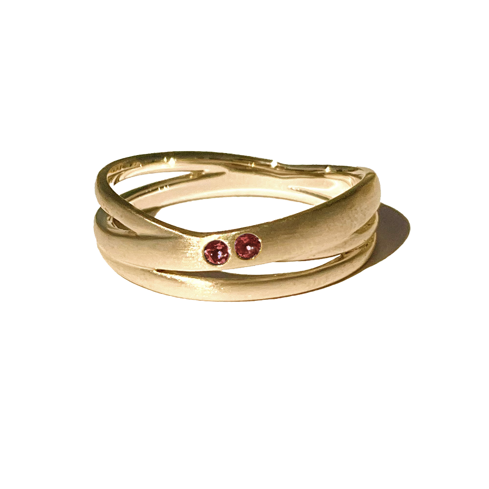 [Garnet] 2 stones combination gold #authentic