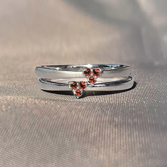 [ガーネット] 3 stones combination silver #authentic