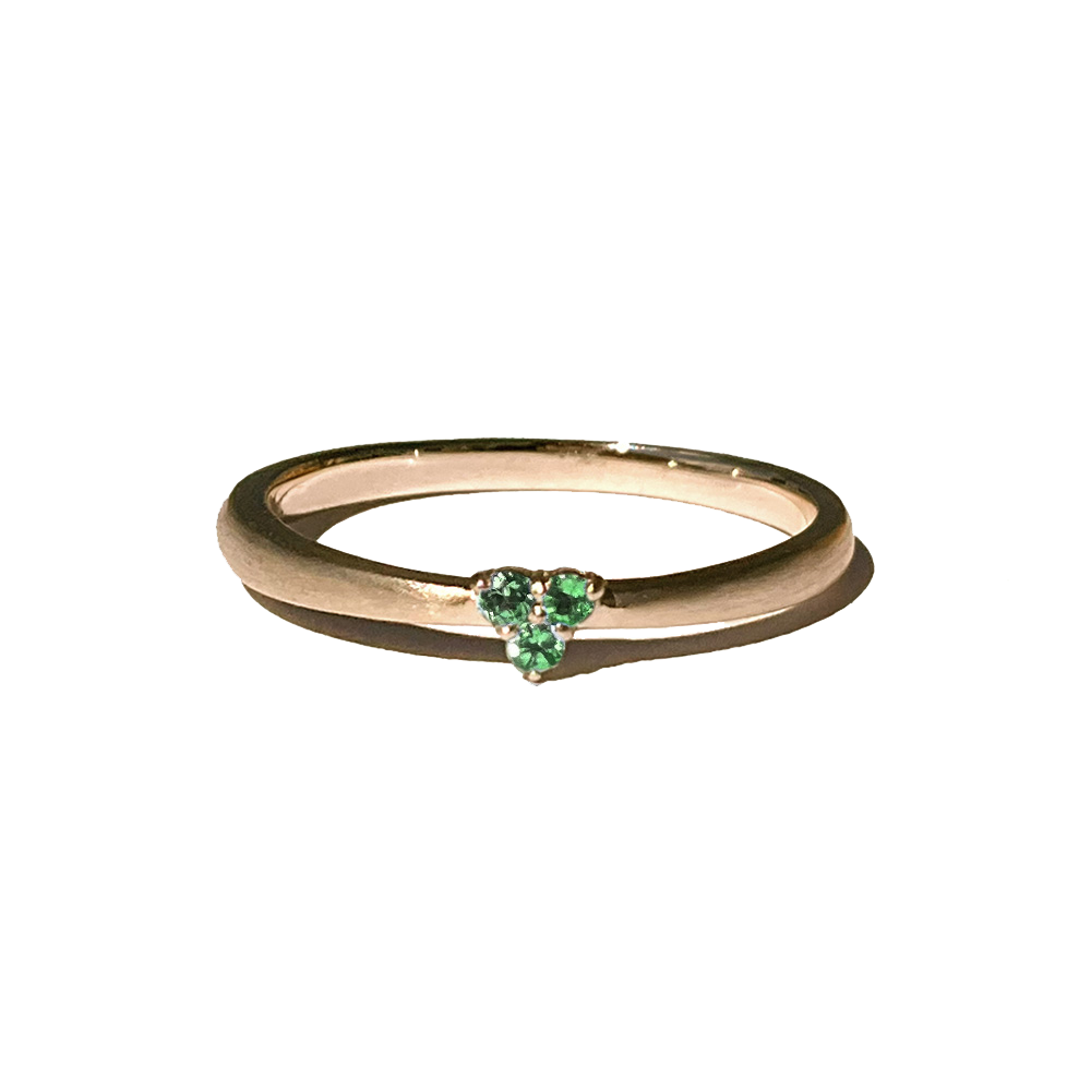 [Chrome Diopside] 3 stones combination gold #authentic