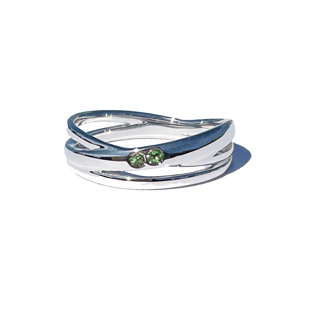 [Chrome Diopside] 2 stones combination silver #authentic