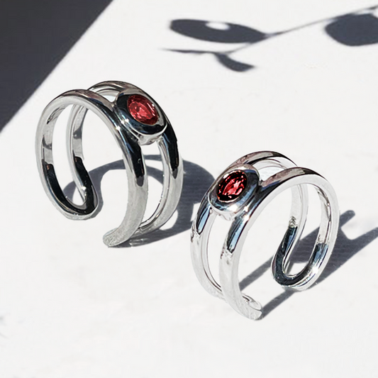 [Garnet] bind with oval silver #authentic