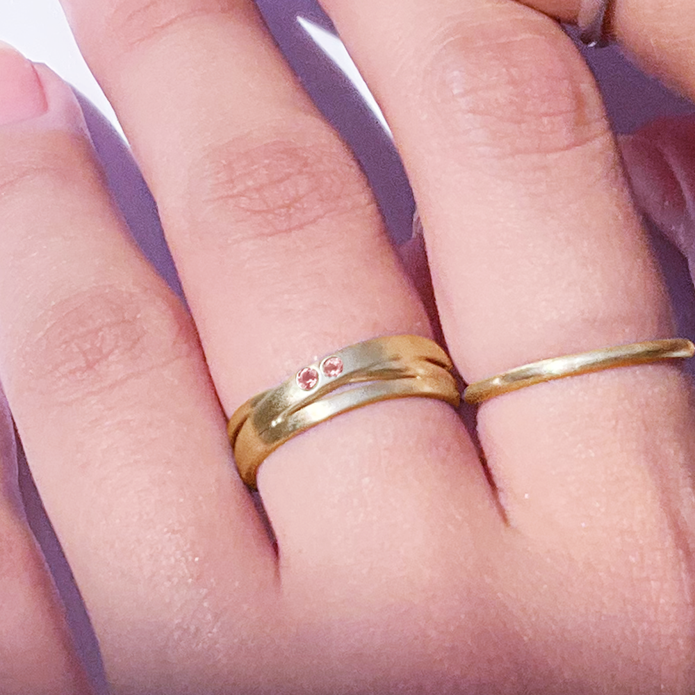 [Ruby] 2 stones combination gold #authentic