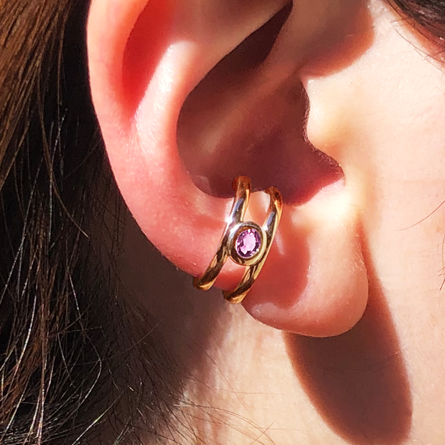 [アメジスト] bind with oval ear-cuff gold #authentic