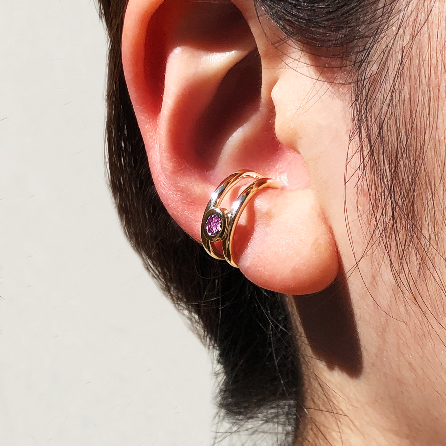 [アメジスト] bind with oval ear-cuff gold #authentic