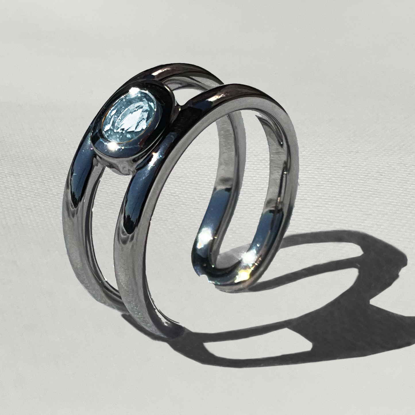 [Aquamarine] bind with oval silver #authentic