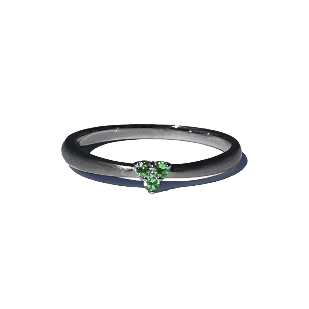 [Chrome Diopside] 3 stones combination silver #authentic