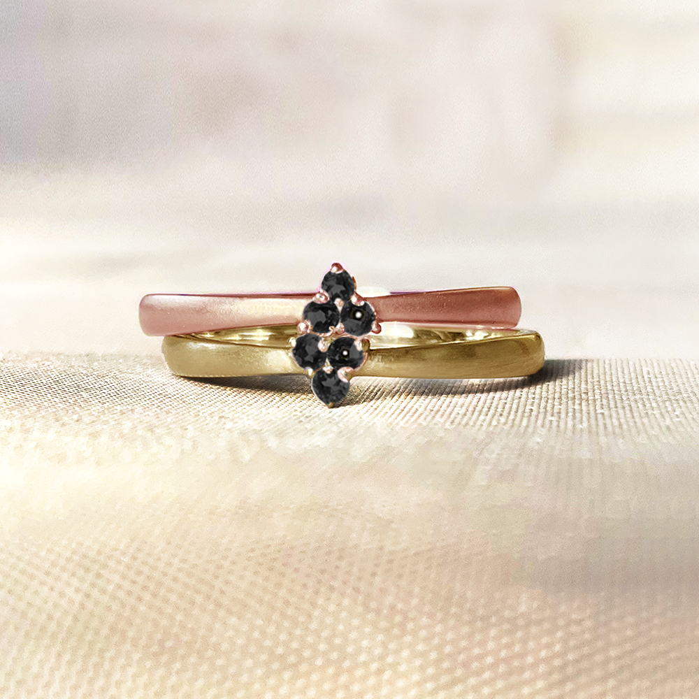 [オニキス] 3 stones combination gold #authentic