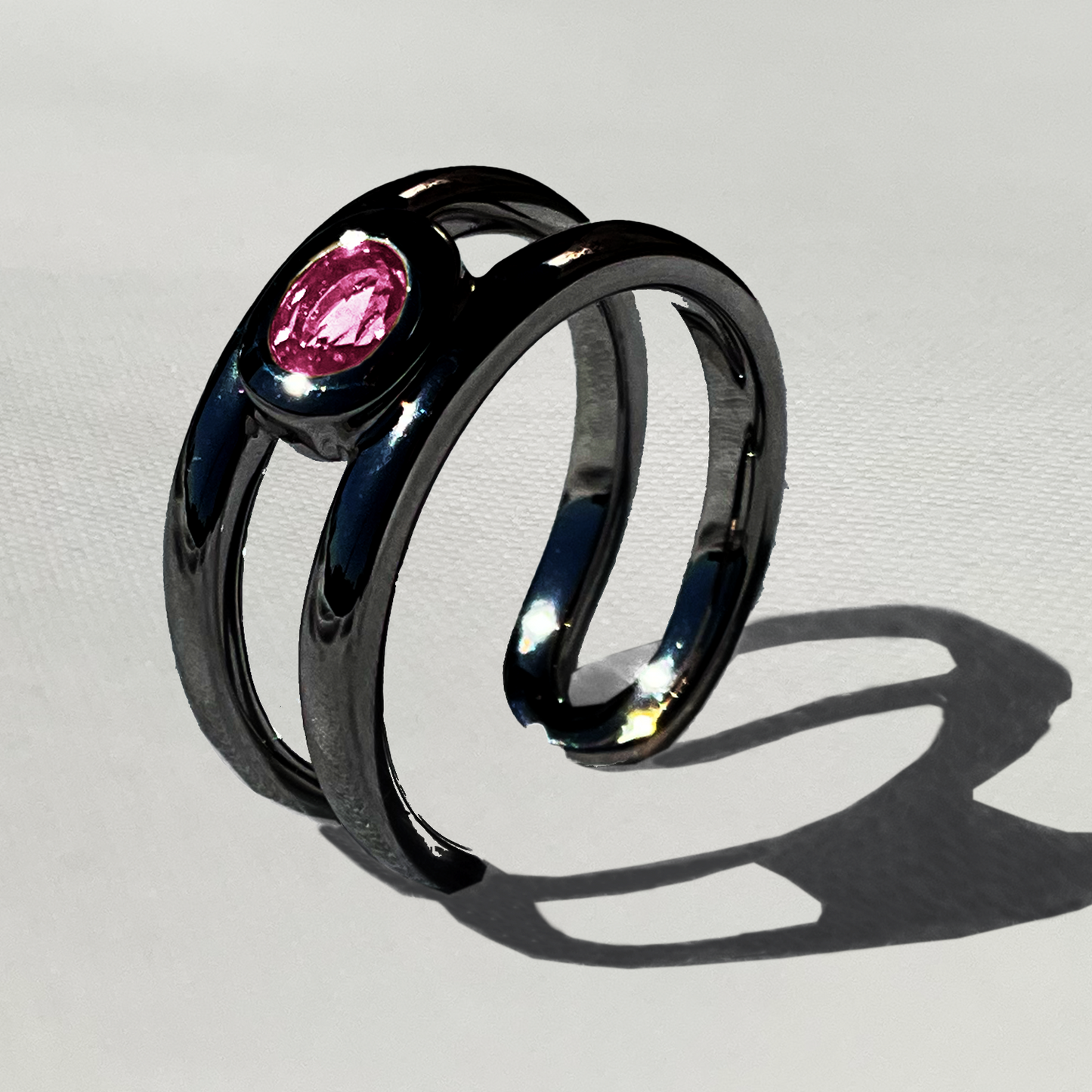 [Pink tourmaline] bind with oval silver #authentic