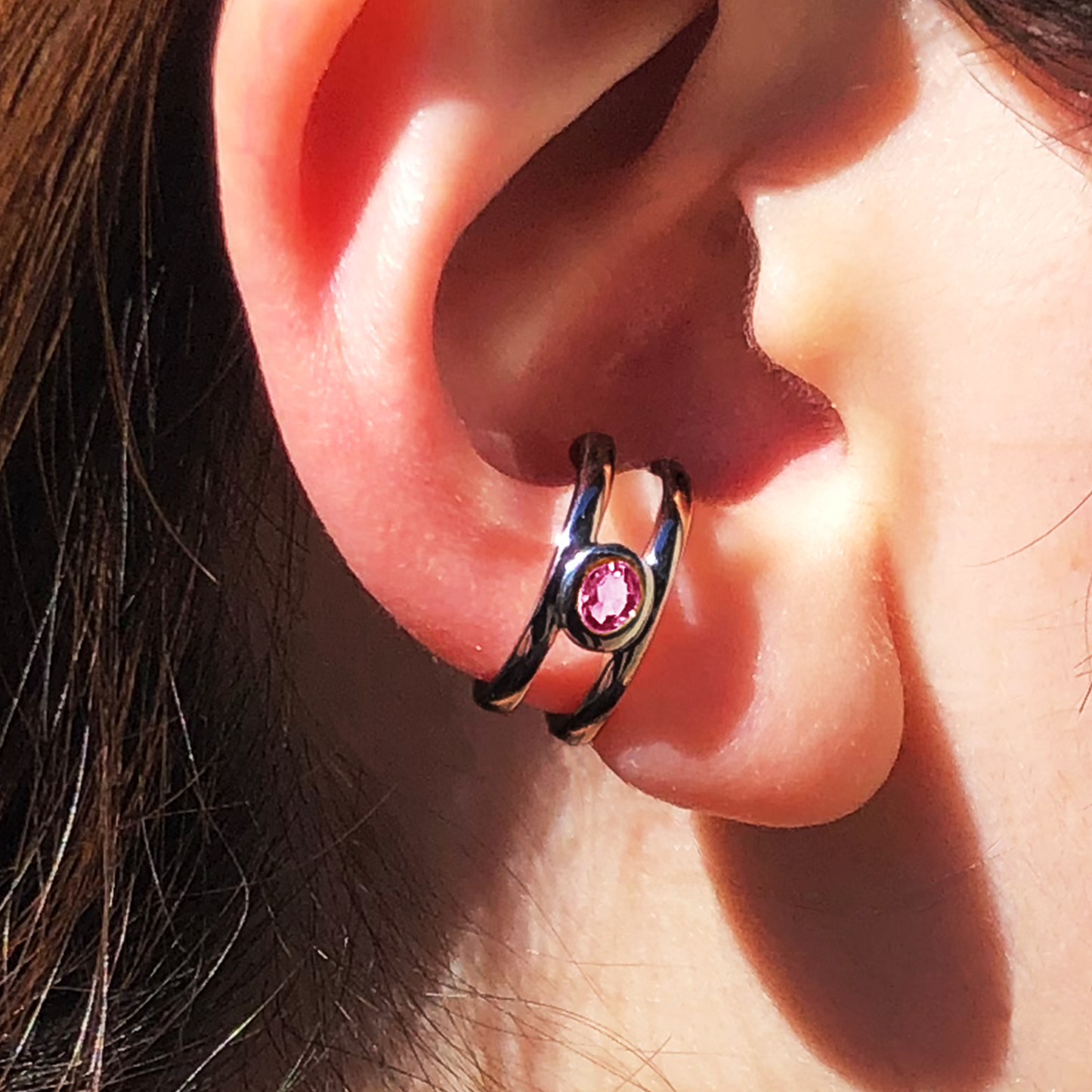 [Pink tourmaline] bind with oval silver #authentic
