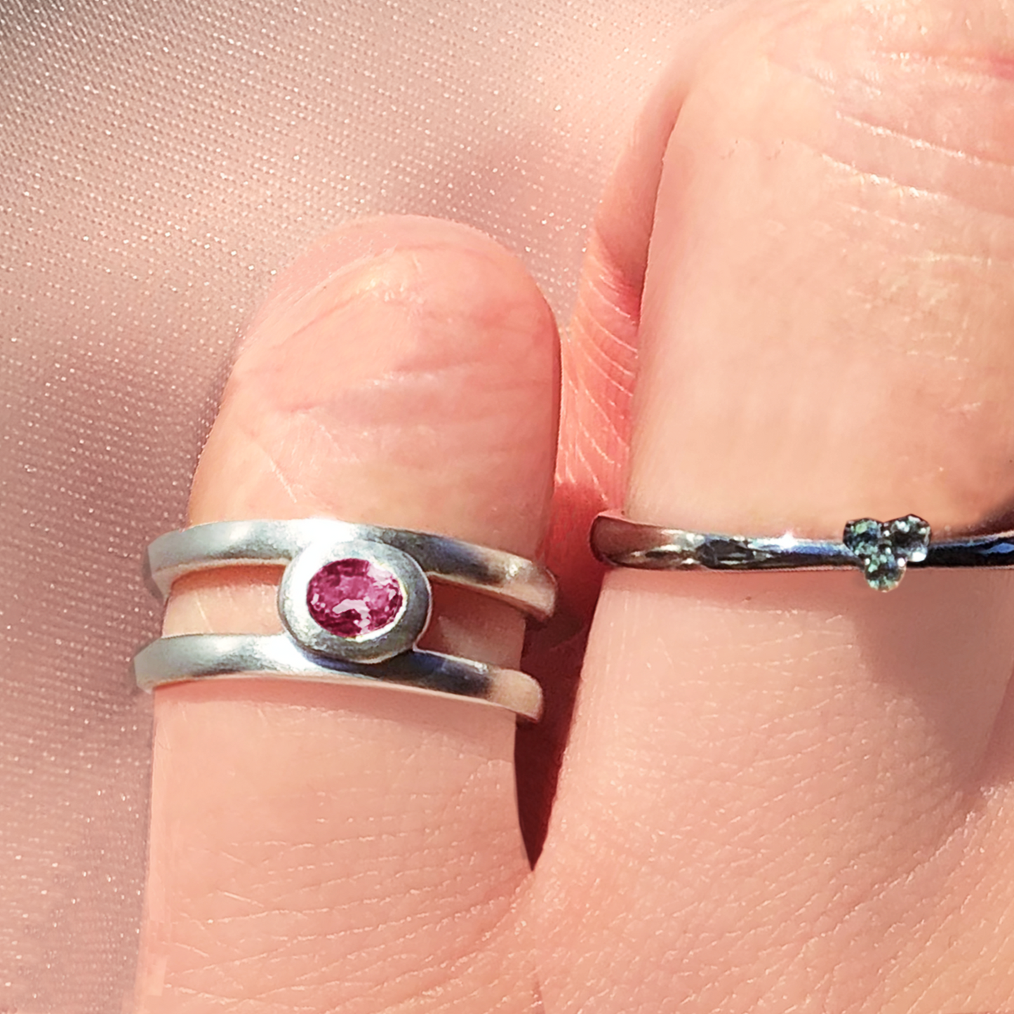 [Pink tourmaline] bind with oval silver #authentic