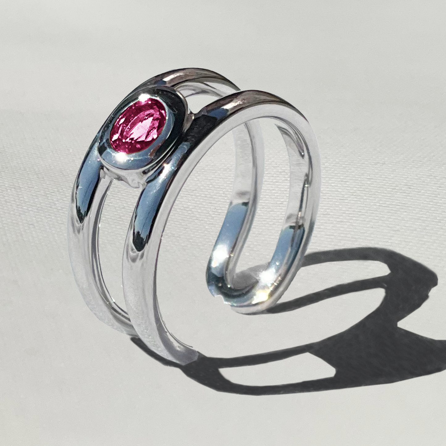 [Pink tourmaline] bind with oval silver #authentic