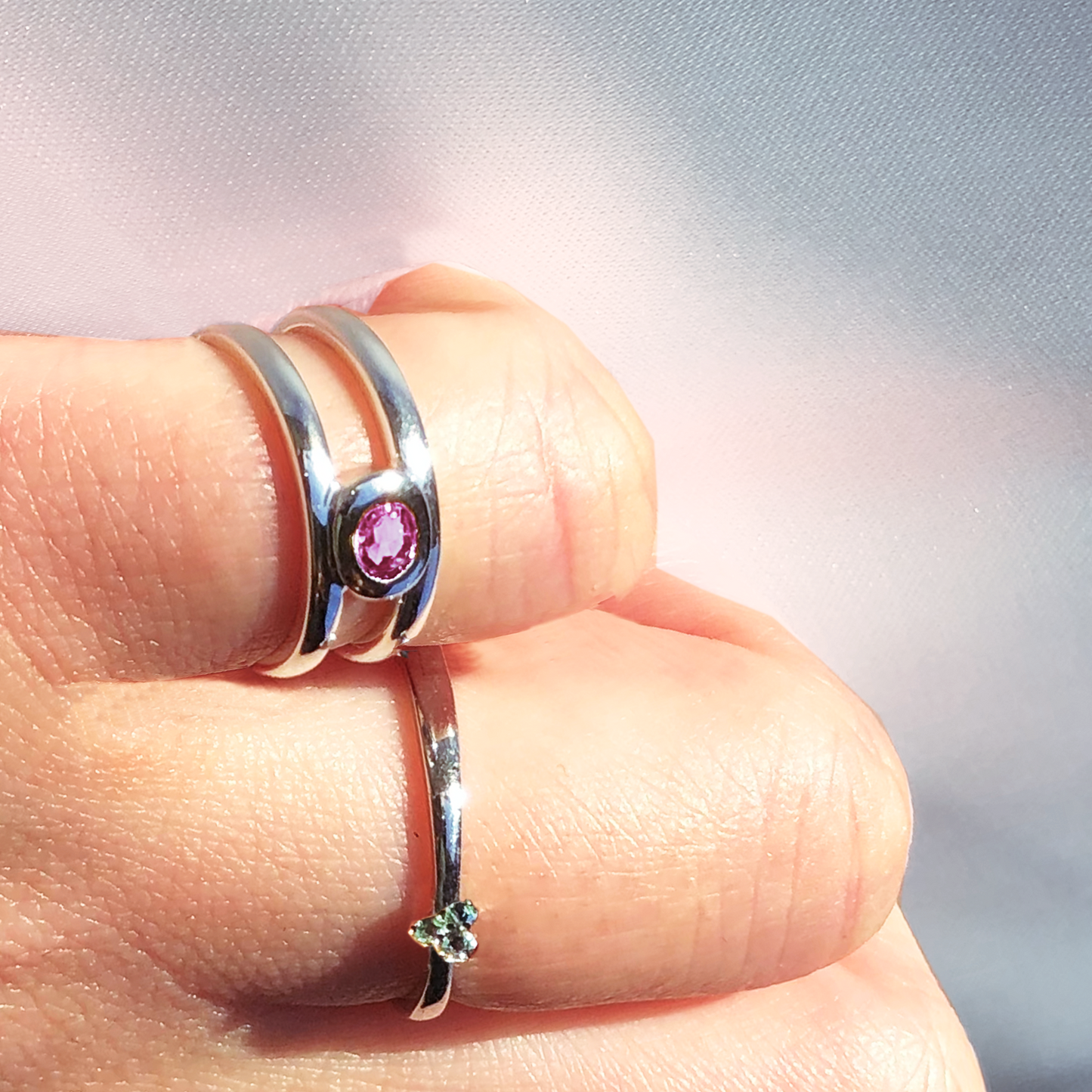 [Pink tourmaline] bind with oval silver #authentic