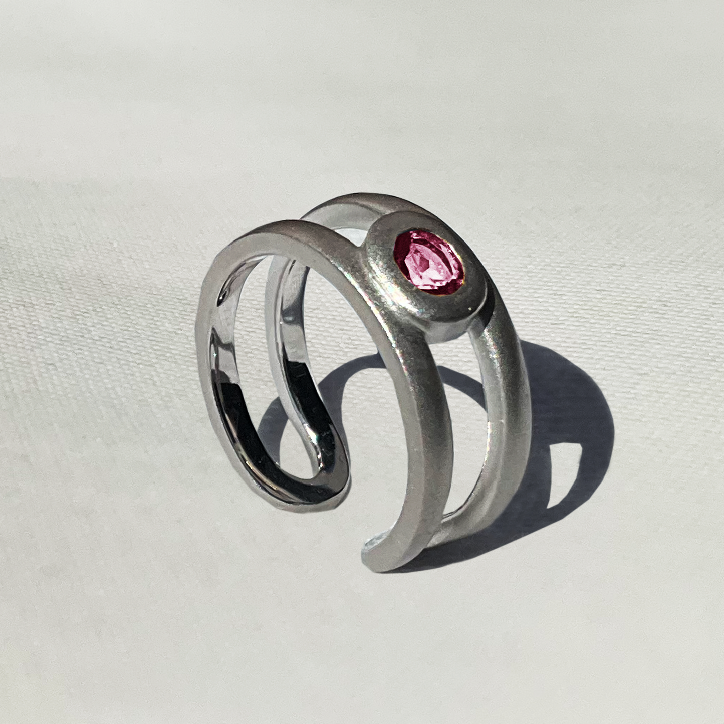 [Pink tourmaline] bind with oval silver #authentic