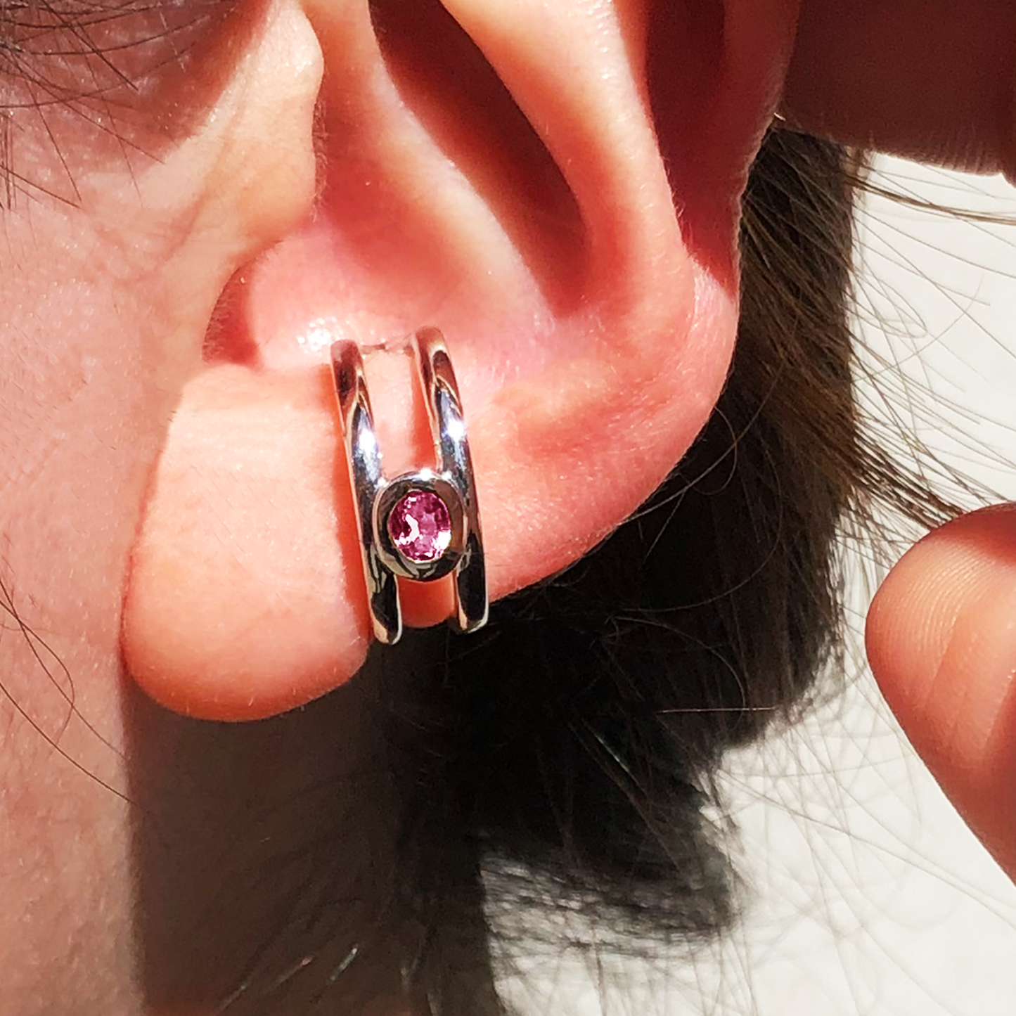 [Pink tourmaline] bind with oval silver #authentic